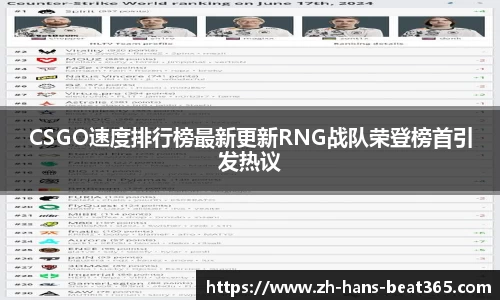 CSGO速度排行榜最新更新RNG战队荣登榜首引发热议